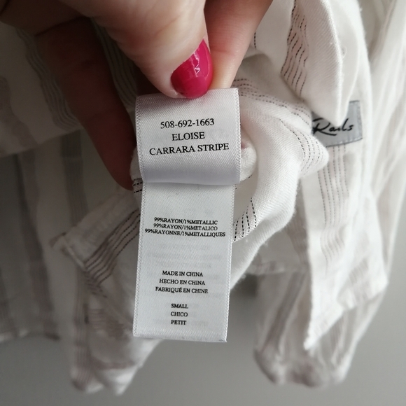 Rails Eloise Button Up in Carrera Metallic Stripe White Mandarin Collar Small - Picture 11 of 15